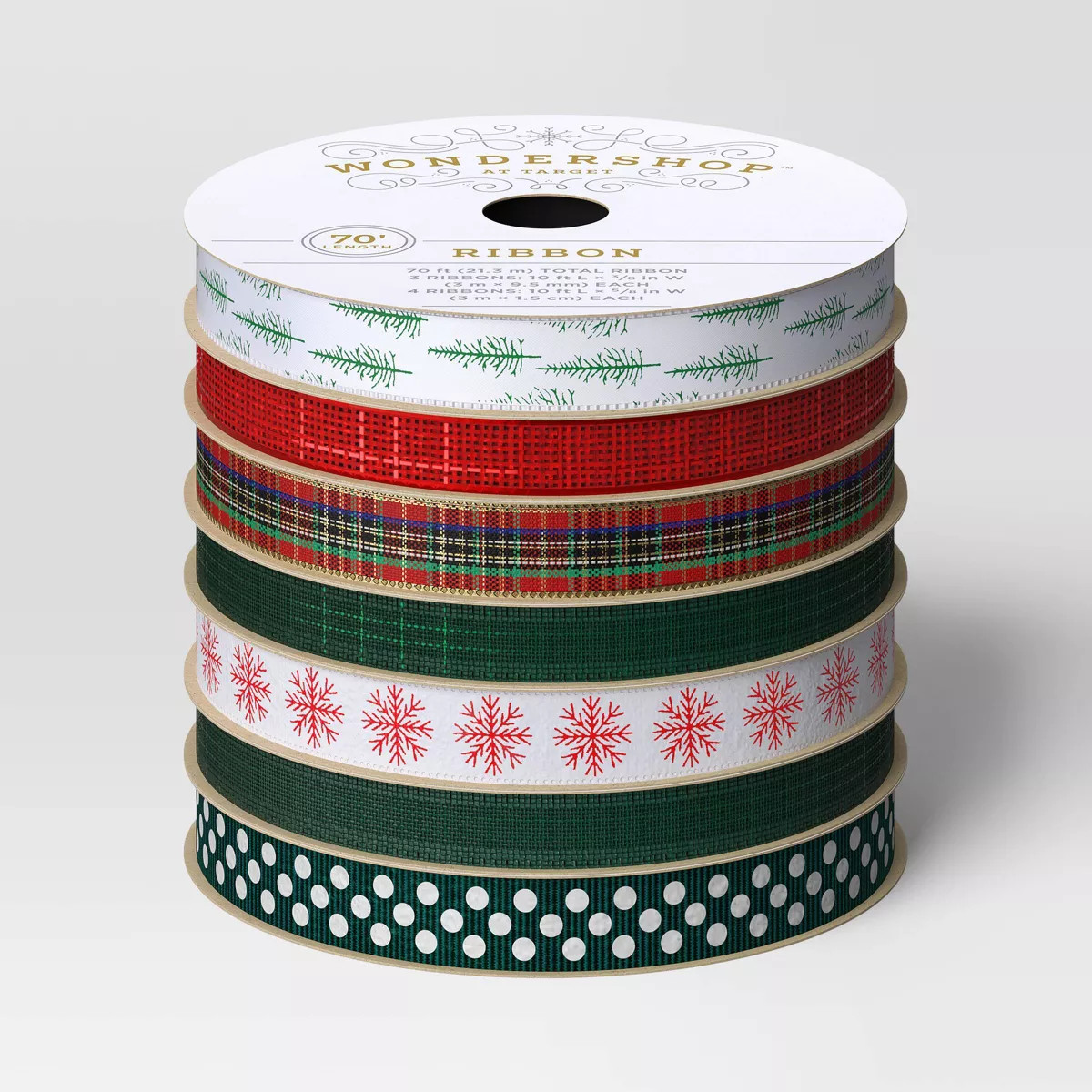 7ct 70' Christmas Fabric Ribbon Red/Green/White - Wondershop™ | Target