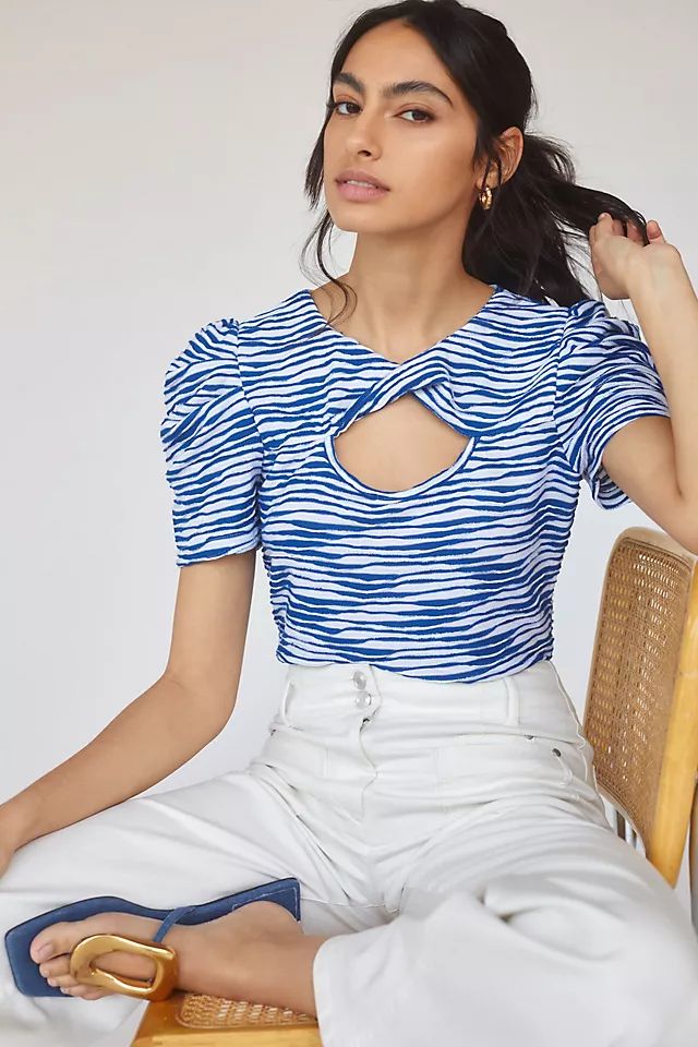Maeve Puff-Sleeve Cutout Top | Anthropologie (US)