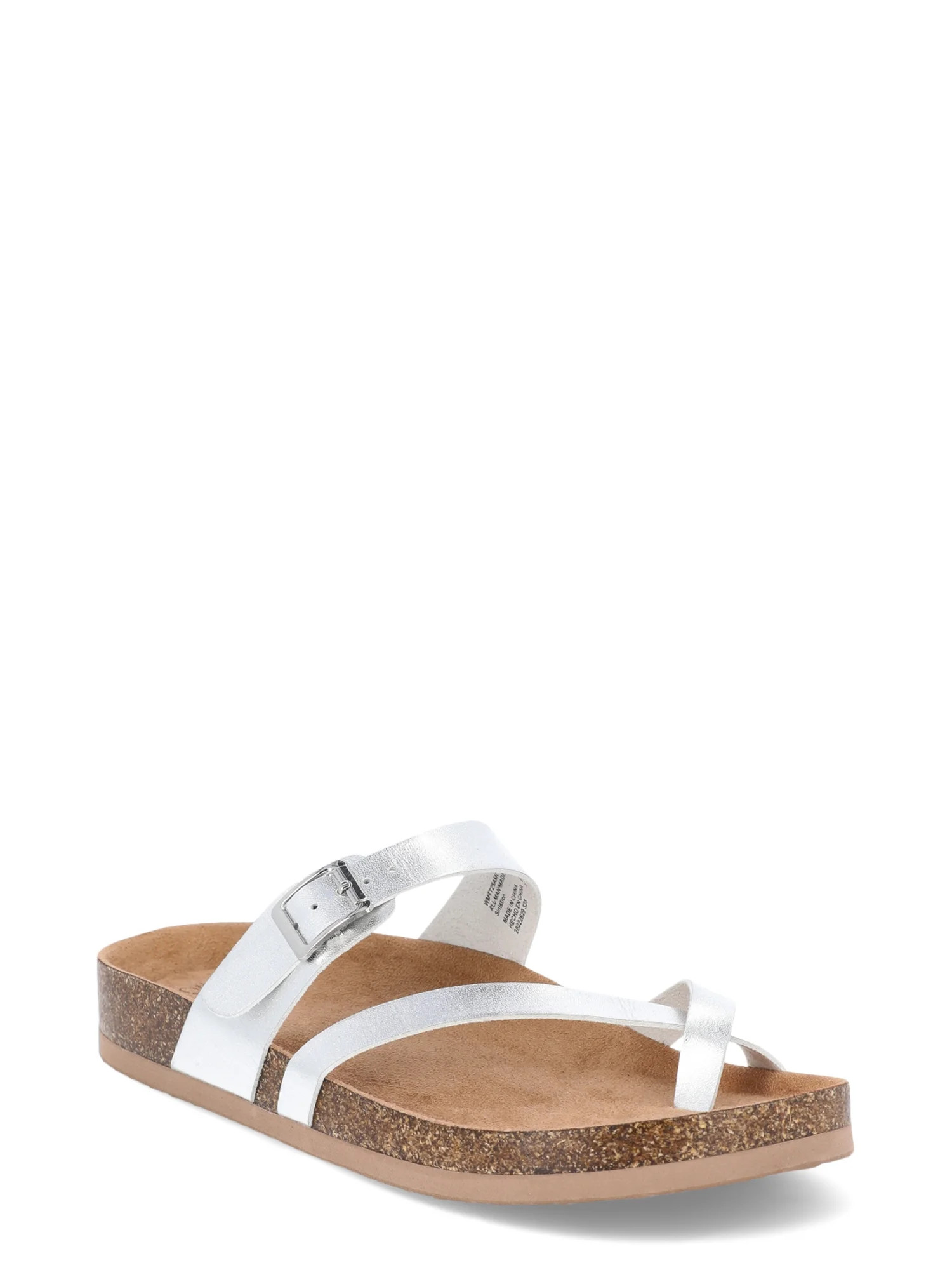 Time and Tru Women's Asymmetric Strap Footbed Sandals, Wide Width Available | Walmart (US)