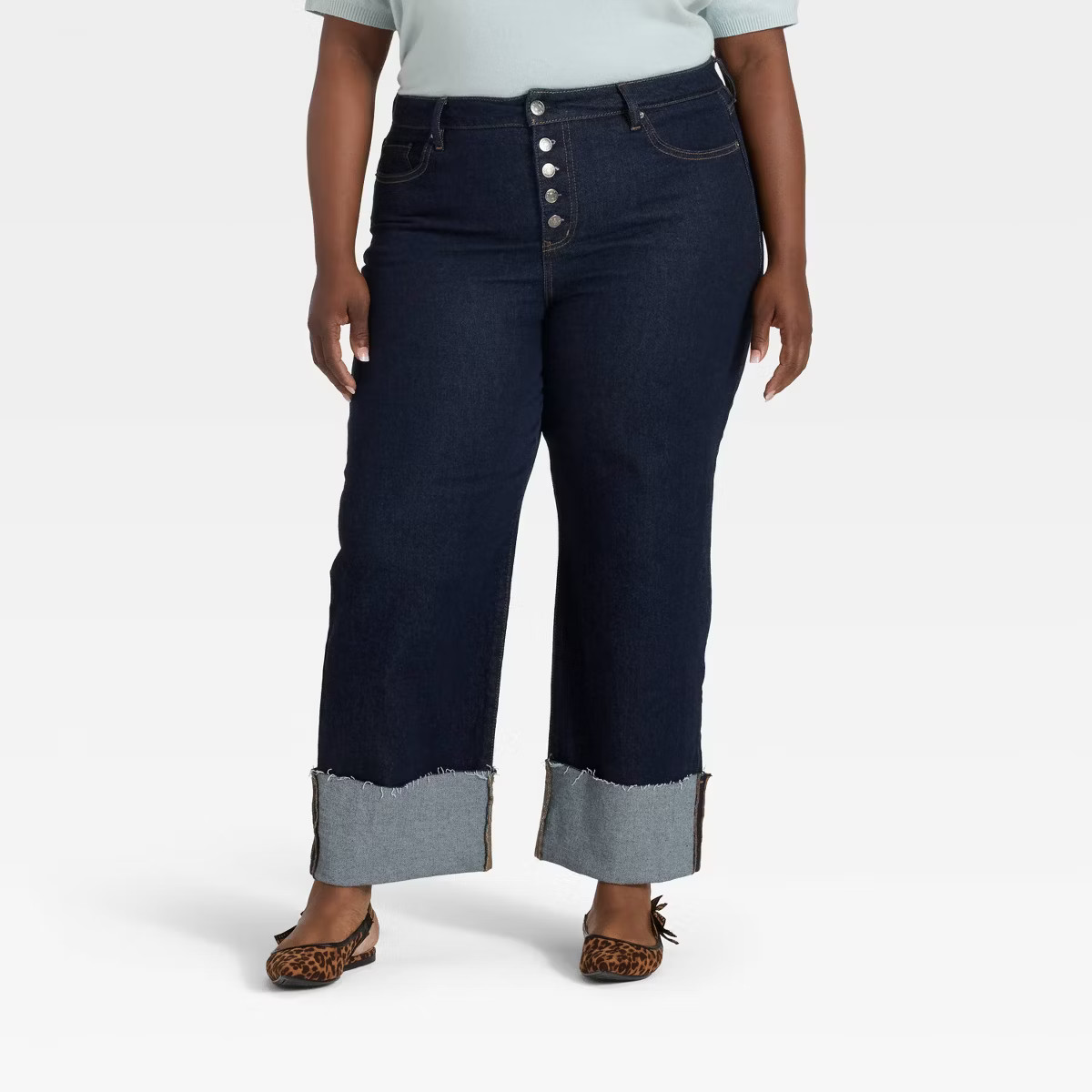 Women's High-Rise Cuffed Straight Jeans - Ava & Viv™ | Target