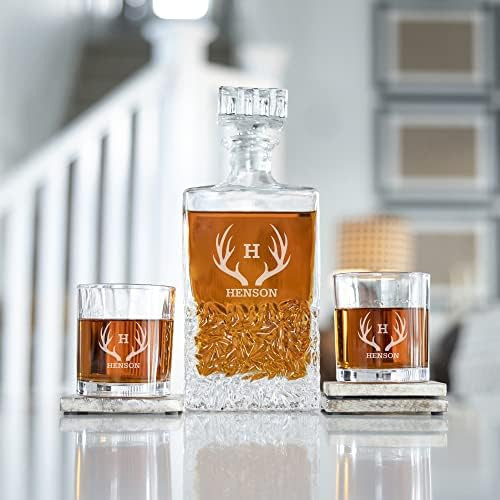 American Laser Crafts Personalized Decanter Set - Custom Engraved Whiskey Decanter and 2 Glasses - M | Amazon (US)