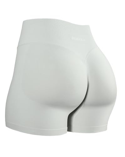 AUROLA Influence Collection Workout Shorts for Women,No Roll Up New Scrunch Seamless Gym Short-3.5" Inseam, Glacier Gray, L | Amazon (US)