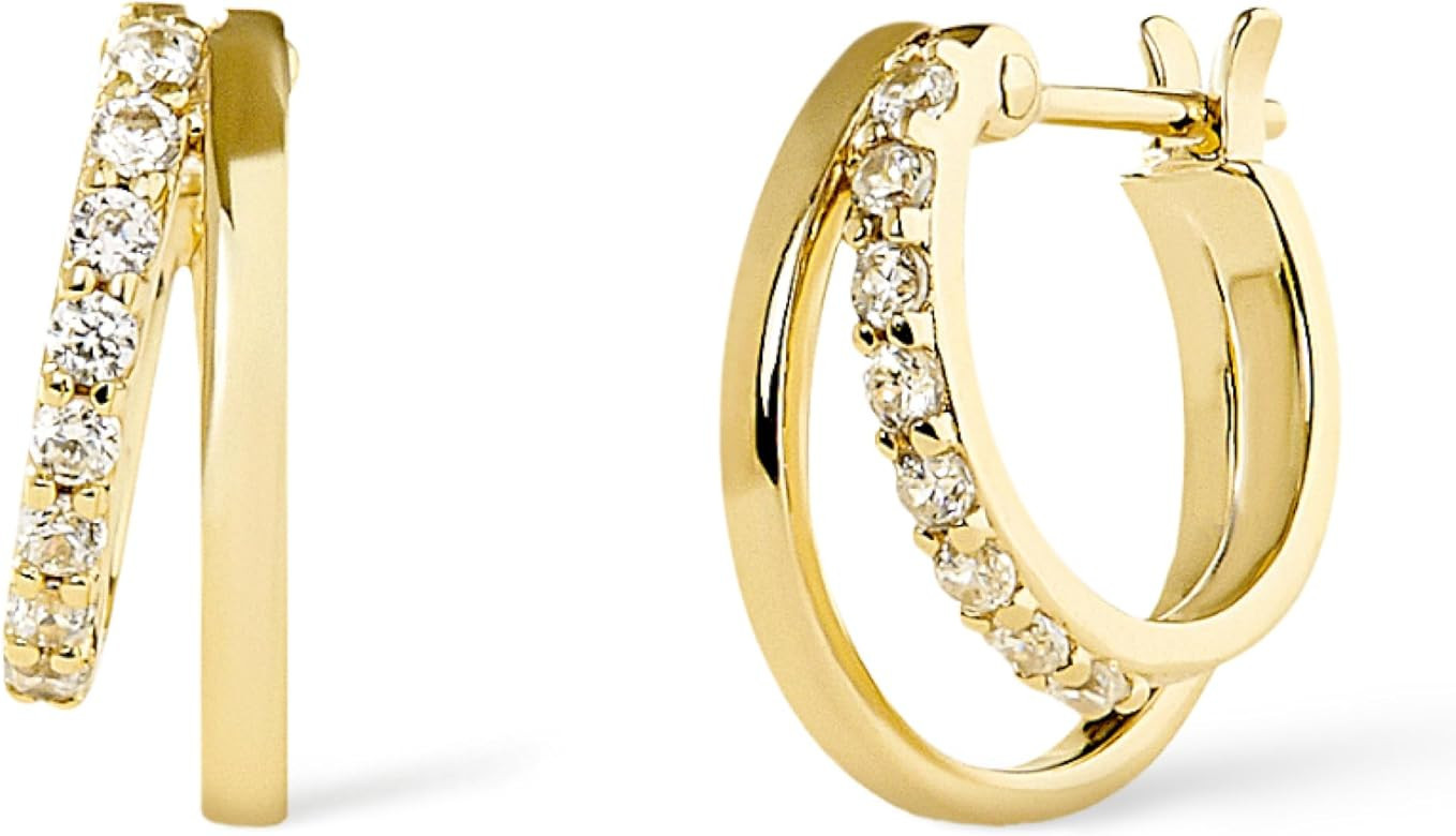 Ana Luisa 14K Gold Double Hoop Earrings - Toda | Stylish, Comfortable & Secure 14K Gold Plated Ho... | Amazon (US)