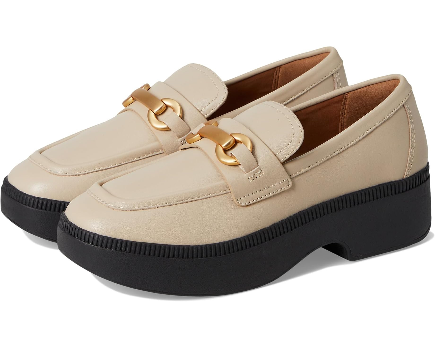 F-Luma Chunky-Snaffle Leather Demi-Wedge Loafers | Zappos