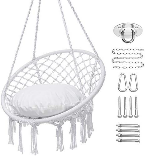 Y- STOP Hammock Chair Macrame Swing, Max 330 Lbs, Hanging Cotton Rope Hammock Swing Chair for Ind... | Amazon (US)
