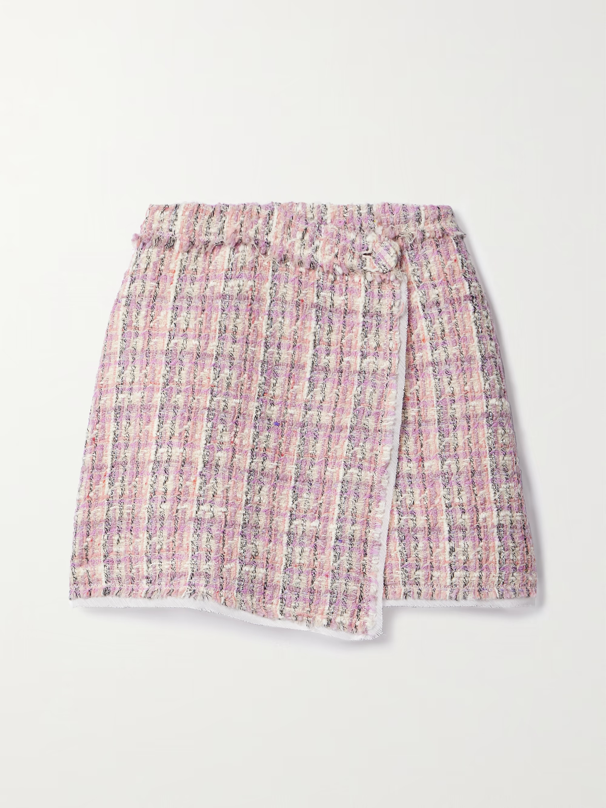Royve georgette-trimmed metallic wool-blend tweed mini wrap skirt | NET-A-PORTER (UK & EU)