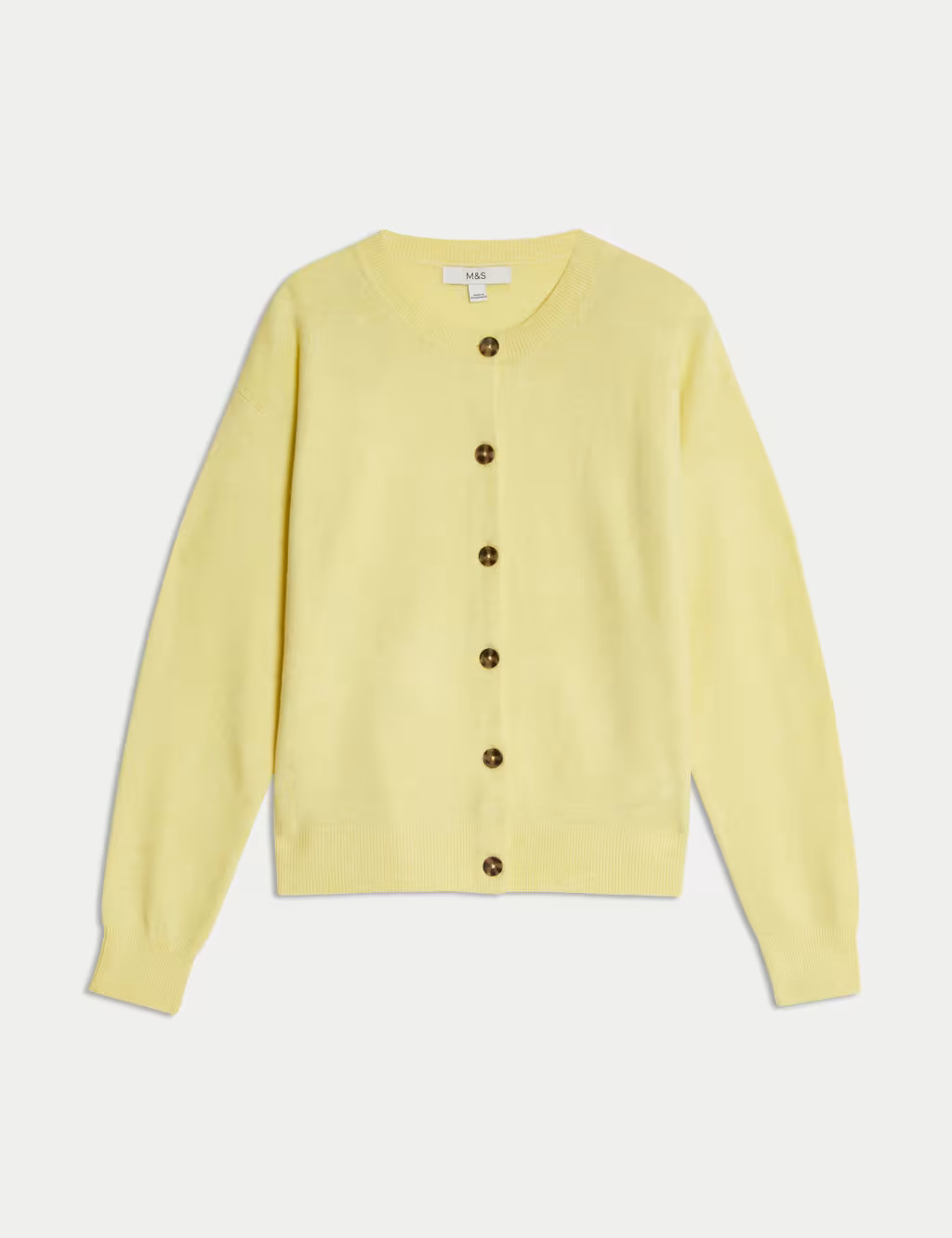 Air-Yarn Ribbed Crew Neck Cardigan | Marks & Spencer (UK)