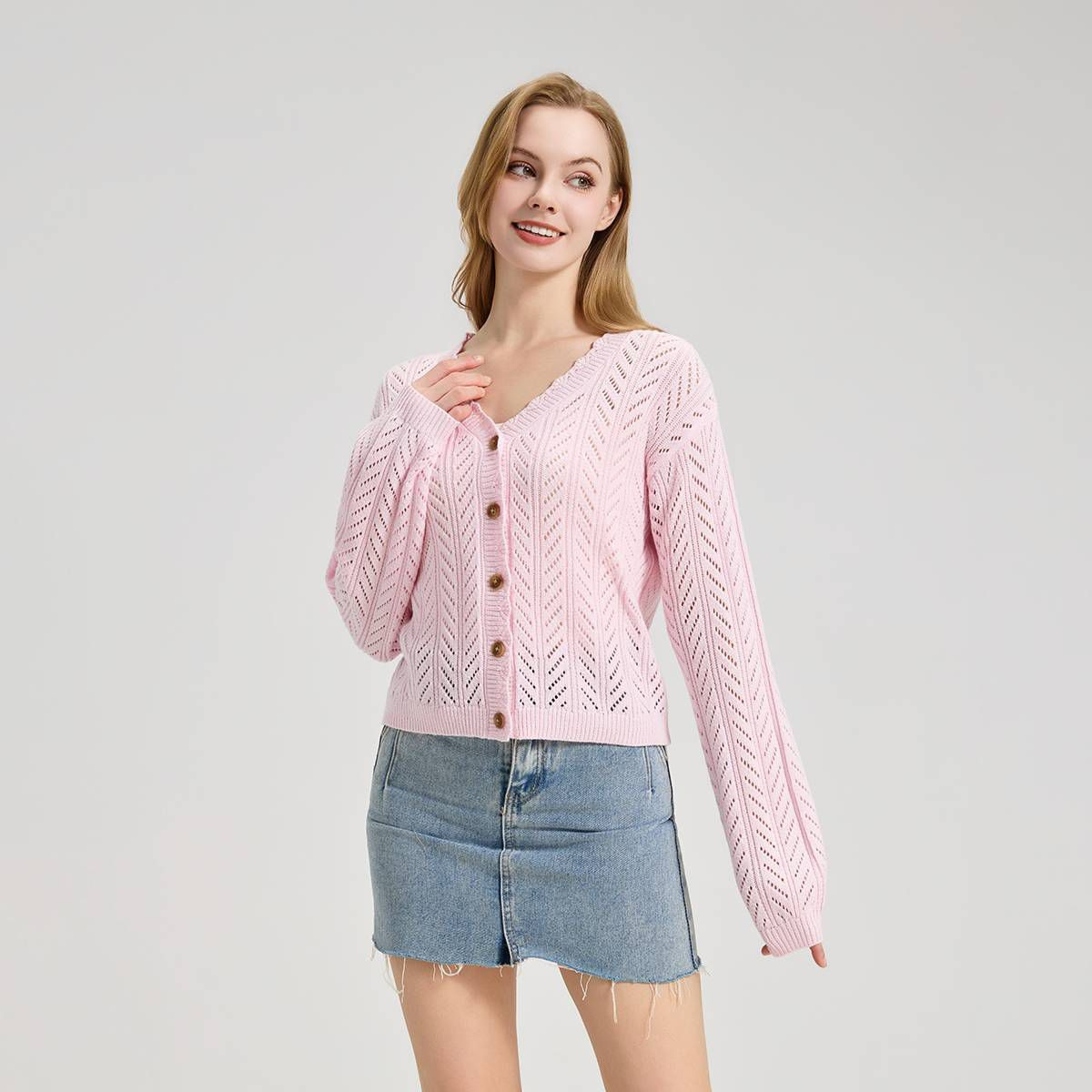 Women's Pointelle Cardigan Sweater - Wild Fable™ Pink XXL | Target