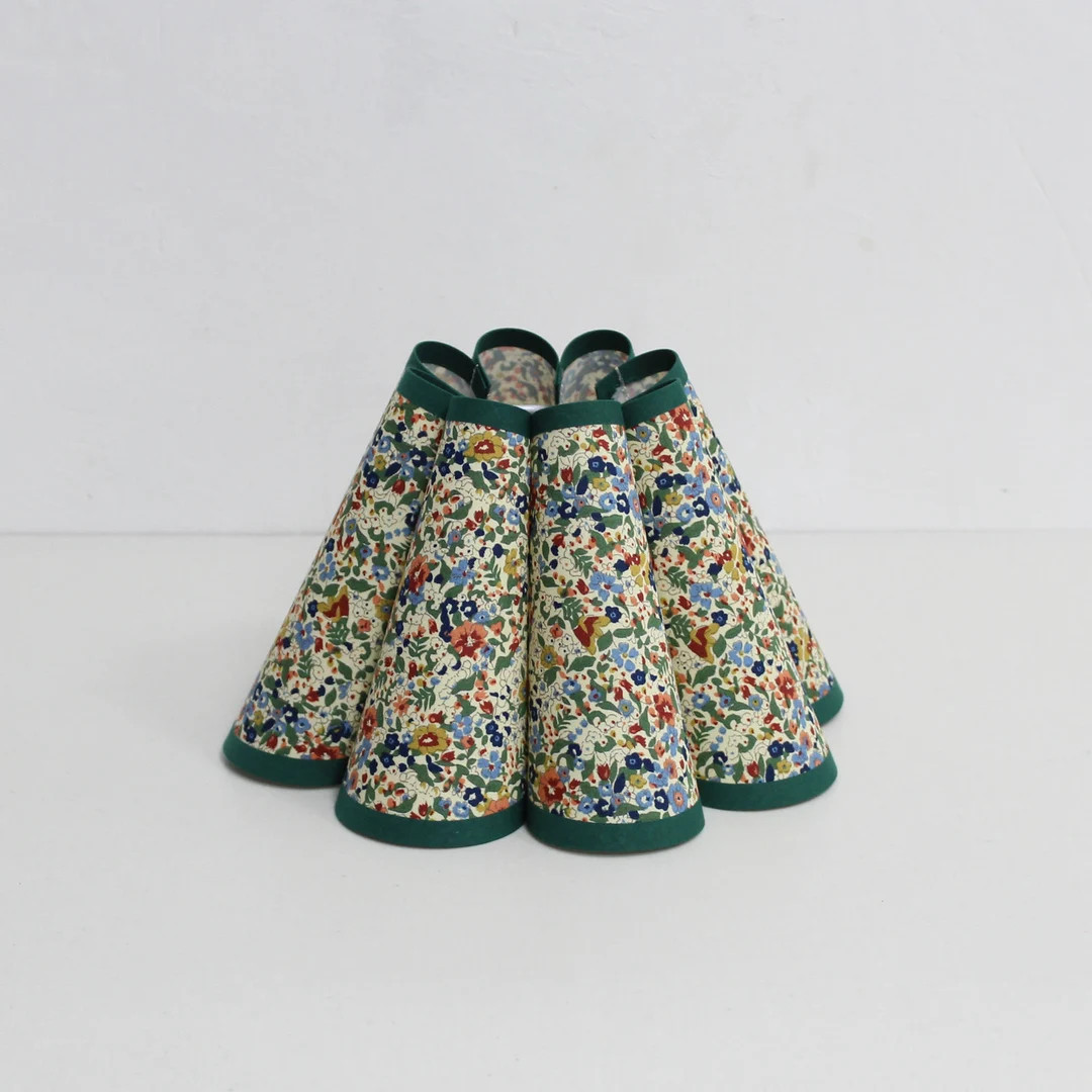 Duzy Handmade Floral Fabric With Dark Green Trim and Acrylic Pleated Lampshade-50#, Custom Made... | Etsy (US)