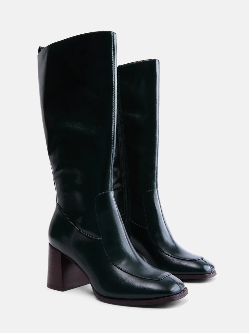 Free Assembly Women's Faux Leather Square Toe Tall Boots | Walmart (US)