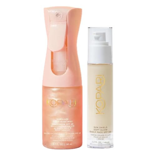 Kopari Rose Gold Sunglaze Sheer Body Mist Sunscreen SPF 42 & Sun Shield Soft Glow Daily Face SPF 30 | Amazon (US)