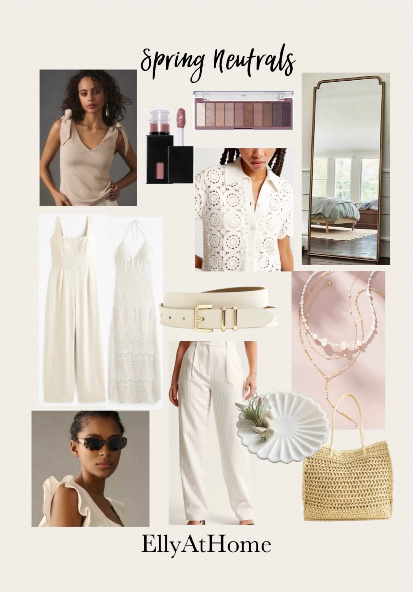 LTK sale spring fashion and home neutrals. Shop tops, bottoms, crochet dress, jumpsuit, belt, sunglasses, bag, necklace, mirror, marble tray. E.L.F. Anthropologie, Abercrombie & Fitch, American Eagle. Free shipping. . 

#LTKstyletip #LTKfindsunder50 #LTKSpringSale