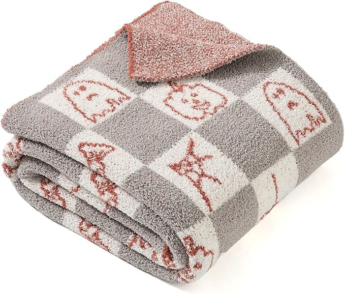 YIRUIO Halloween Decorations Indoor Home Decor Knitted Blanket Throw Checkered Microfiber Warm So... | Amazon (US)