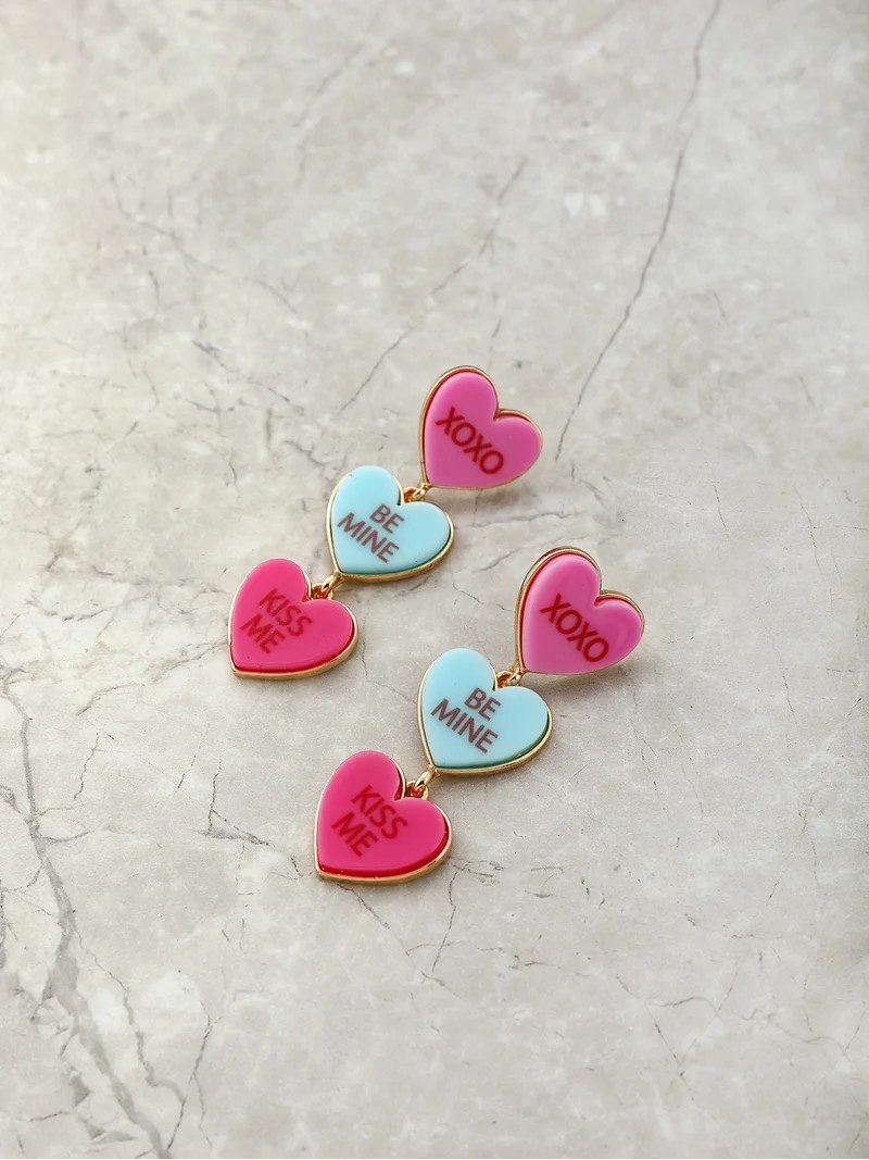 Way to Celebrate Valentine's Day Candy Heart Earrings, 1 Pair | Walmart (US)