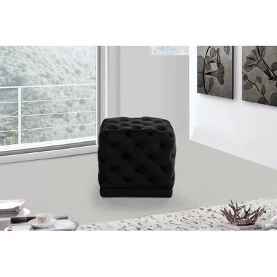 Bonita 18" Velvet Tufted Square Cube Ottoman Mercer41 Upholstery Color: Black | Wayfair North America