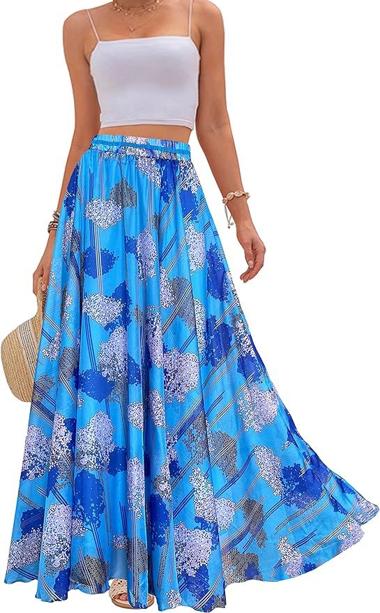 Afibi Women Full/Ankle Length Blending Maxi Chiffon Long Skirt Beach Skirt | Amazon (US)