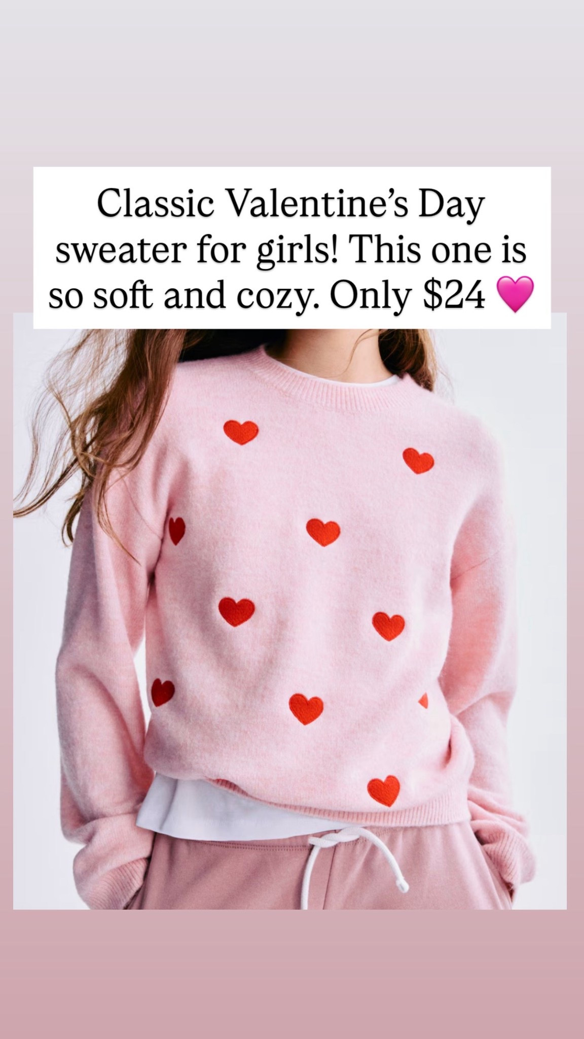 Classic heart sweater for girls is only $24!! This is the perfect sweater for Valentine’s Day. 🩷❤️💜

#LTKKids