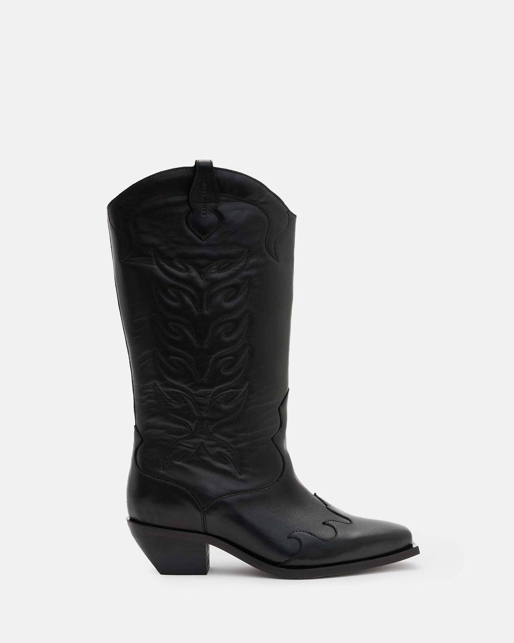 Dolly Western Leather Boots Black | ALLSAINTS | AllSaints UK