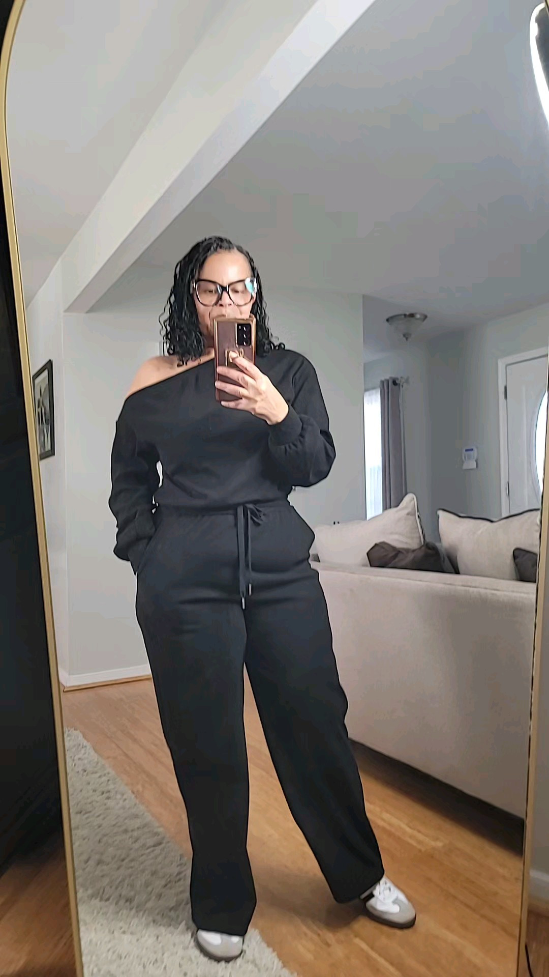 Wide leg jumpsuit with off shoulder detail — casual yet elevated style. The jumpsuit can be styled up or down! It's a must have fall piece! #EverydayStyle #EffortlessStyle #Widelegjumpsuit

#LTKOver40 #LTKFindsUnder50 #LTKStyleTip