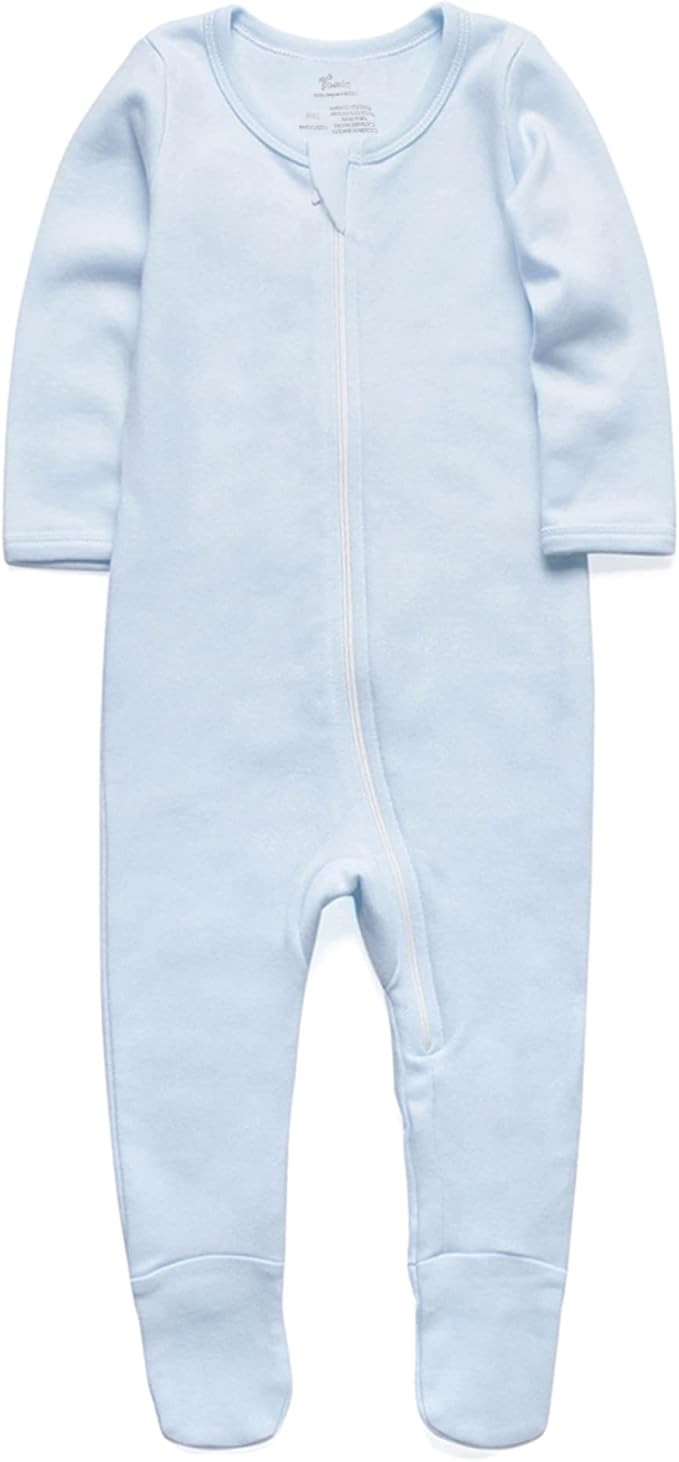 O2 BABY Baby Boys Girls Organic Cotton Zip-Front Sleeper Pajamas, Footed Sleep 'n Play | Amazon (US)