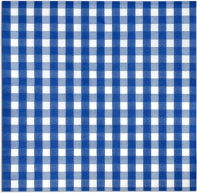 Gift Boutique 100 Dark Blue and White Gingham Cocktail Napkins Disposable Paper Navy Checkered Pl... | Amazon (US)