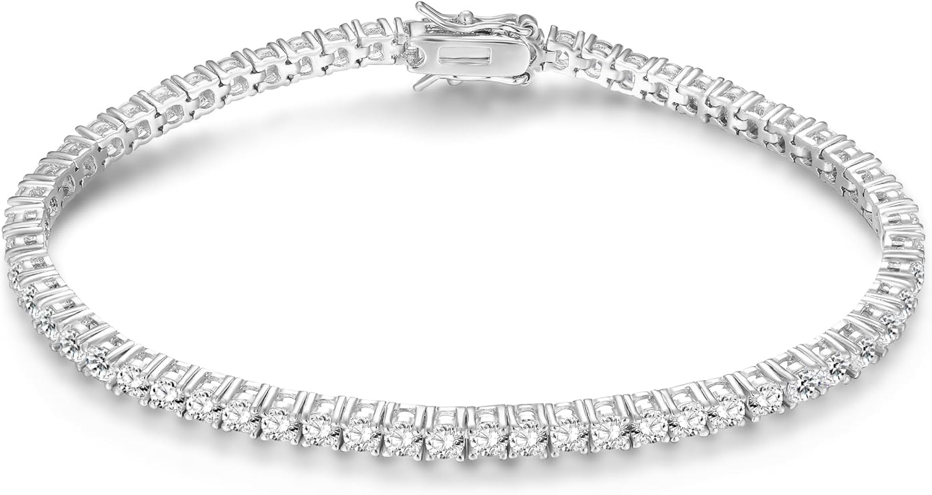 Gemsme 18K White/Yellow Gold Plated 3.0 Cubic Zirconia Classic Tennis Bracelet for Women and Men ... | Amazon (US)