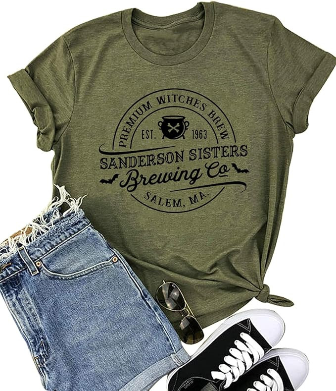 Sanderson Sisters Shirt Womens Funny Halloween Tshirt Fall Tee Tops | Amazon (US)