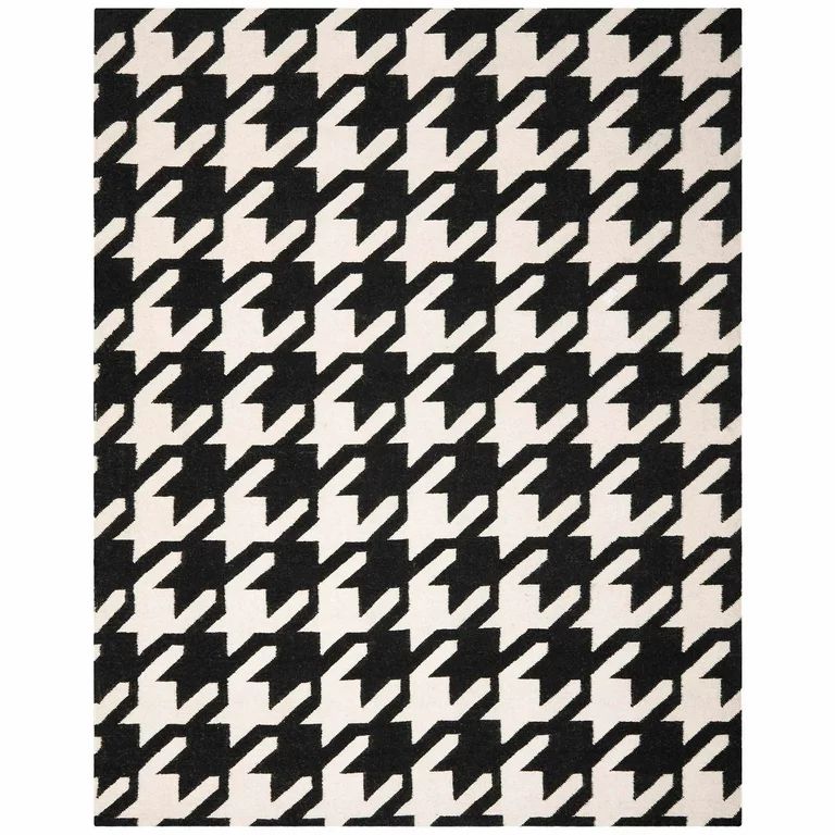 SAFAVIEH Dhurrie Cherlyn Geometric Tessellation Wool Area Rug, Black/Ivory, 6' x 9' | Walmart (US)
