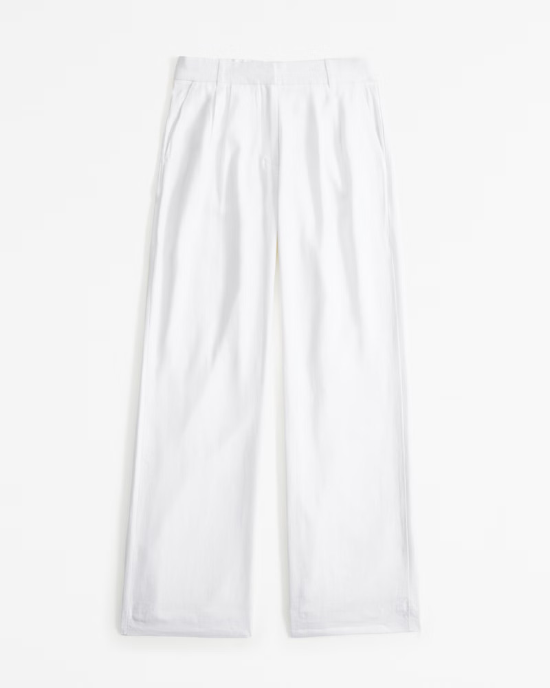 Women's A&F Sloane Low Rise Tailored Linen-Blend Pant | Women's Bottoms | Abercrombie.com | Abercrombie & Fitch (US)