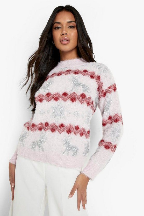 Fluffy Knit Glitter Christmas Sweater | Boohoo.com (US & CA)