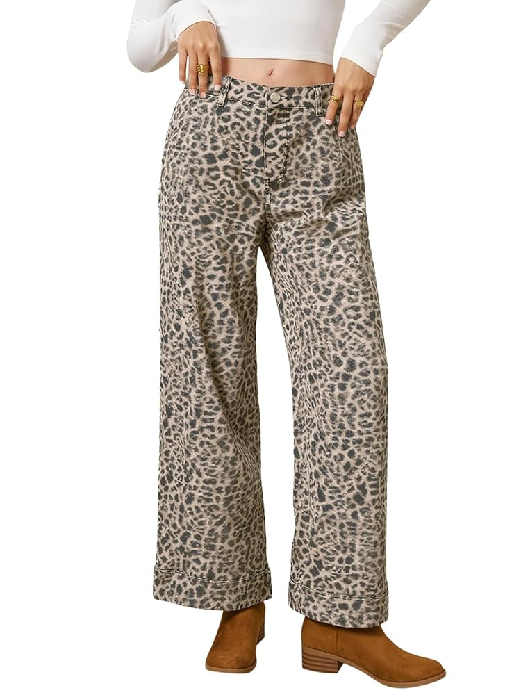 Cicy Bell Women's Floral Baggy Wide Leg Jeans Casual High Waisted Boyfriend Vintage Boho Denim Pa... | Amazon (US)