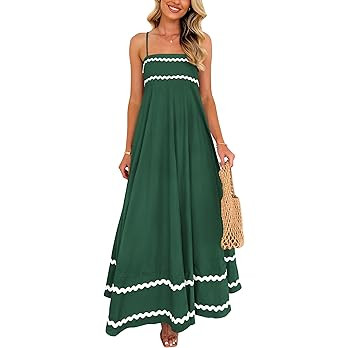 PRETTYGARDEN Women's 2025 Summer Flowy Maxi Dress Casual Sleeveless Spaghetti Strap Ruffle Beach ... | Amazon (US)