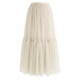 Can't Let Go Mesh Tulle Skirt in Cream | Chicwish