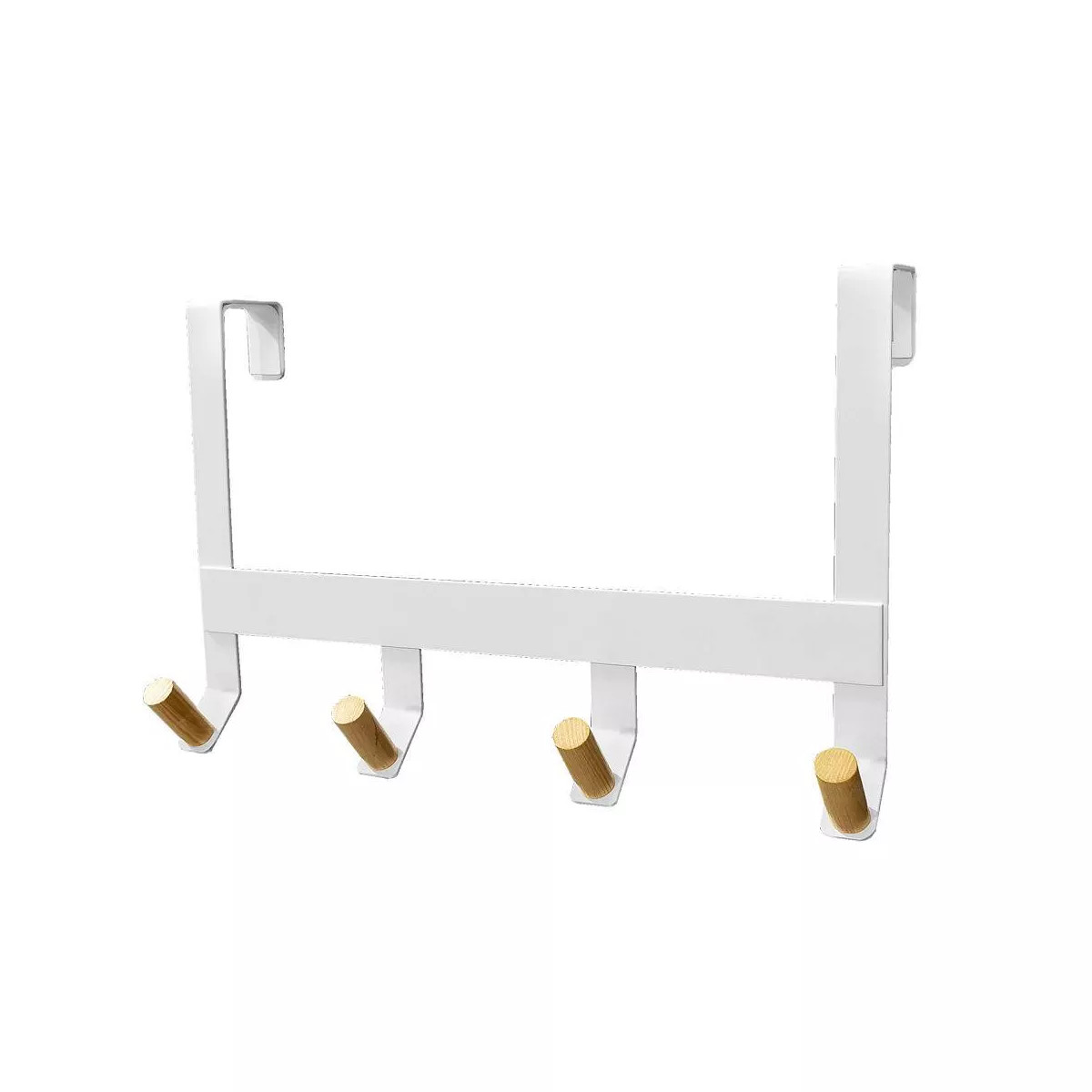 Mixed Material Over The Door 4 Hooks Rail Light Wood on Matte White - Brightroom™: Towel & Coat... | Target