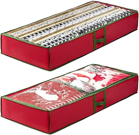 ZOBER Non Woven Under-Bed Christmas Gift wrap Storage & Decoration Bag PVC Cover, Slim Compact Wr... | Amazon (US)
