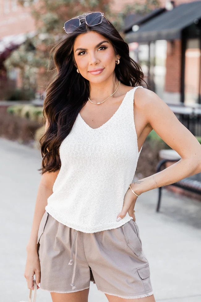 Cruising Through Cream Textured Sweater Tank | Pink Lily