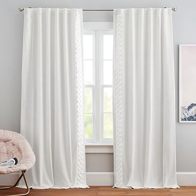 Tufted Pom Border Blackout Curtain Set | Pottery Barn Teen | Pottery Barn Teen