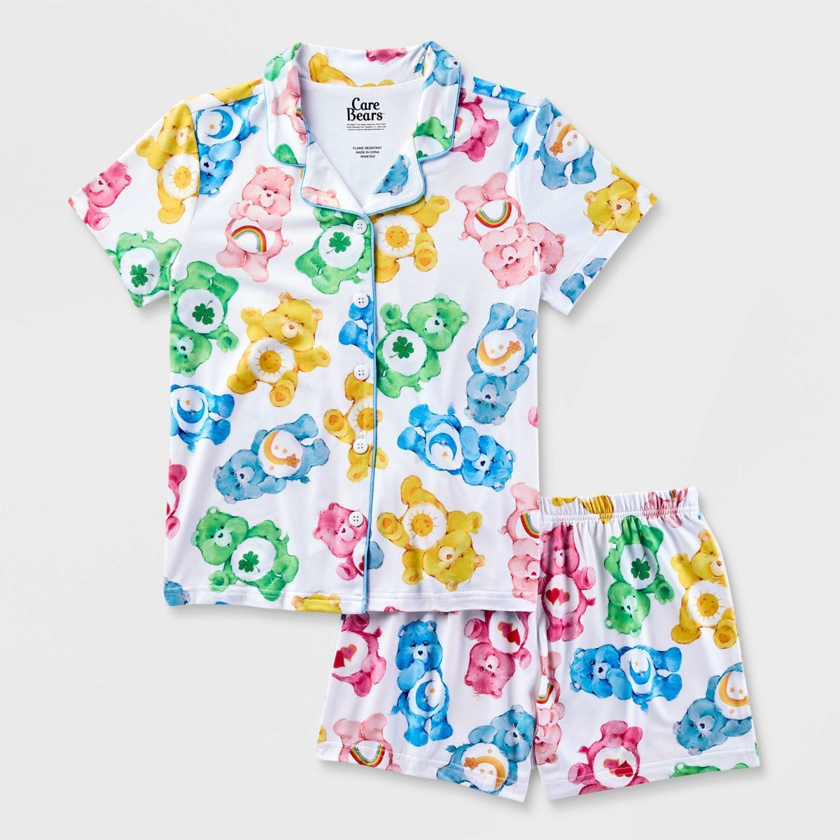 Girls' Care Bears Coat Pajama Set - White | Target