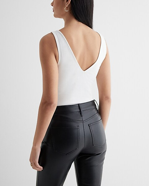 Body Contour Cotton Double V-Neck Bodysuit | Express
