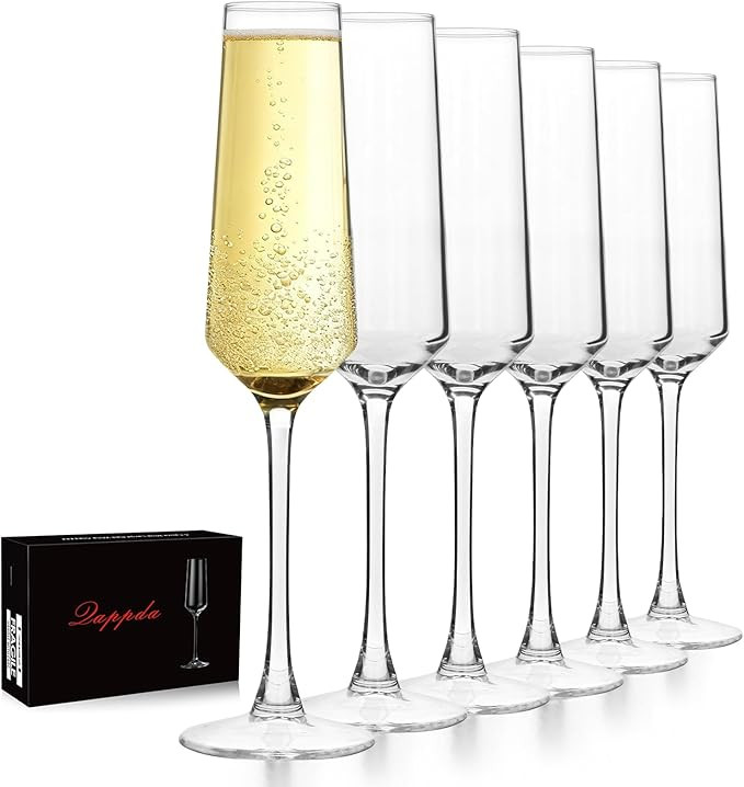Champagne Flutes 7.5oz, Champagne Glasses Set of 6,Unique Gift for Birthday, Wedding, Anniversary... | Amazon (US)