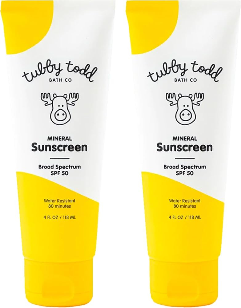 TUBBY TODD Mineral Sunscreen SPF 50 - Broad Spectrum Sunscreen Lotion for Kids - Water-Resistant ... | Amazon (US)