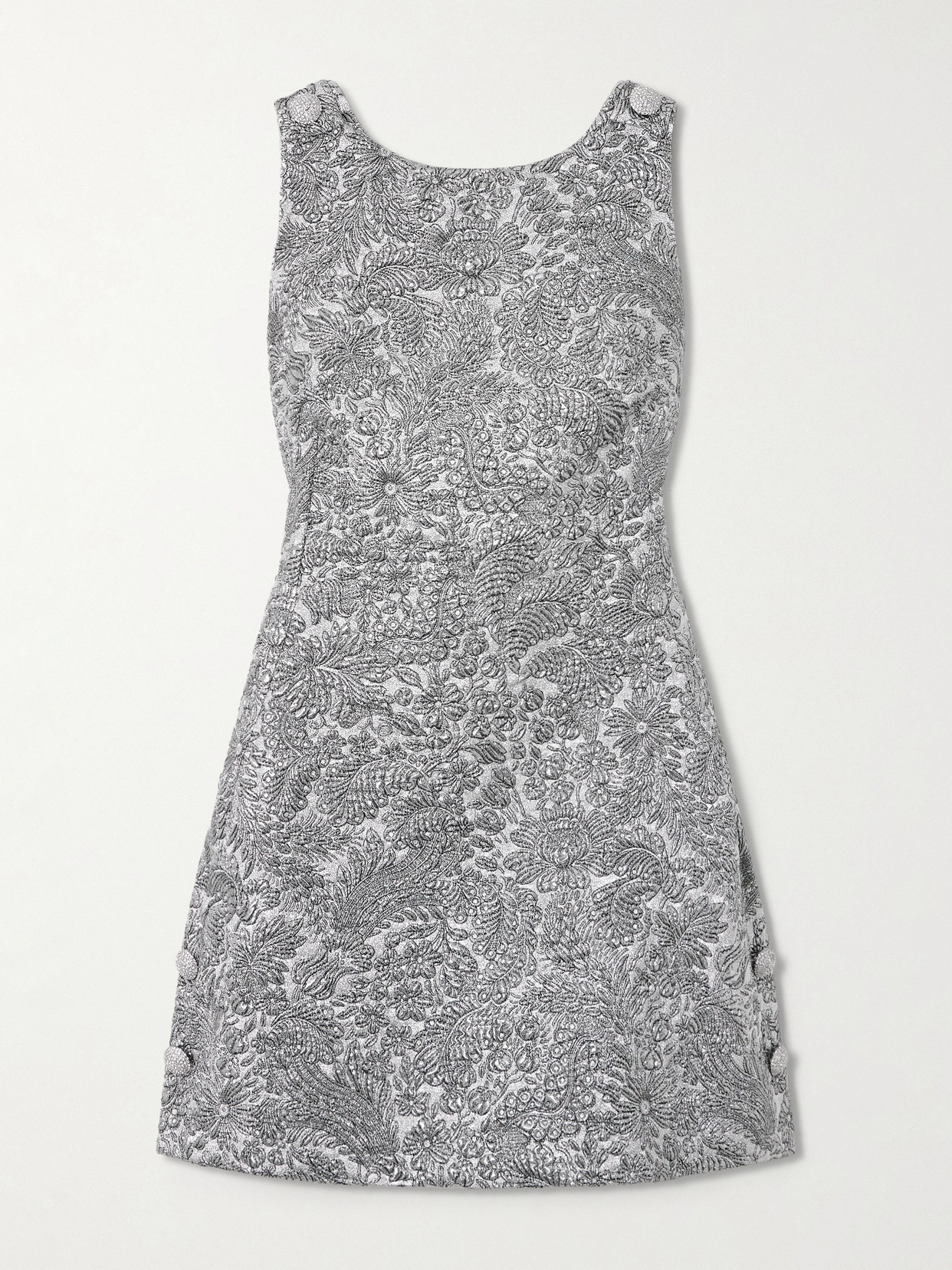 Dolce & Gabbana - Open-back Crystal-embellished Brocade Mini Dress - Silver | NET-A-PORTER (US)
