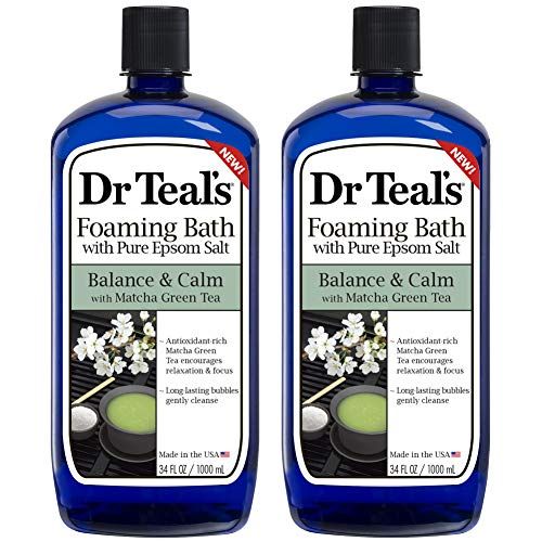 Dr Teal's Epsom Salt Antioxidant Rich Matcha Green Tea Foaming Bath - Balance and Calm - Pack of 2,  | Amazon (US)