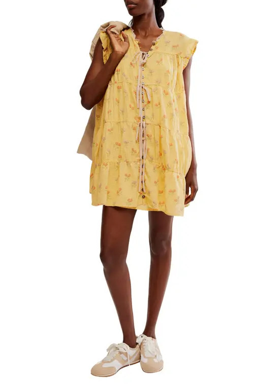 Free People Sundown Print Tunic Dress in Sunshine Combo at Nordstrom, Size Small | Nordstrom