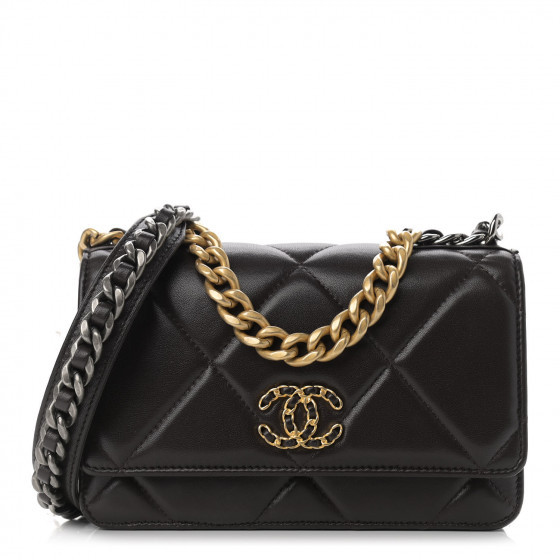 CHANEL

Shiny Goatskin Quilted Chanel 19 Wallet On Chain WOC Dark Brown | Fashionphile