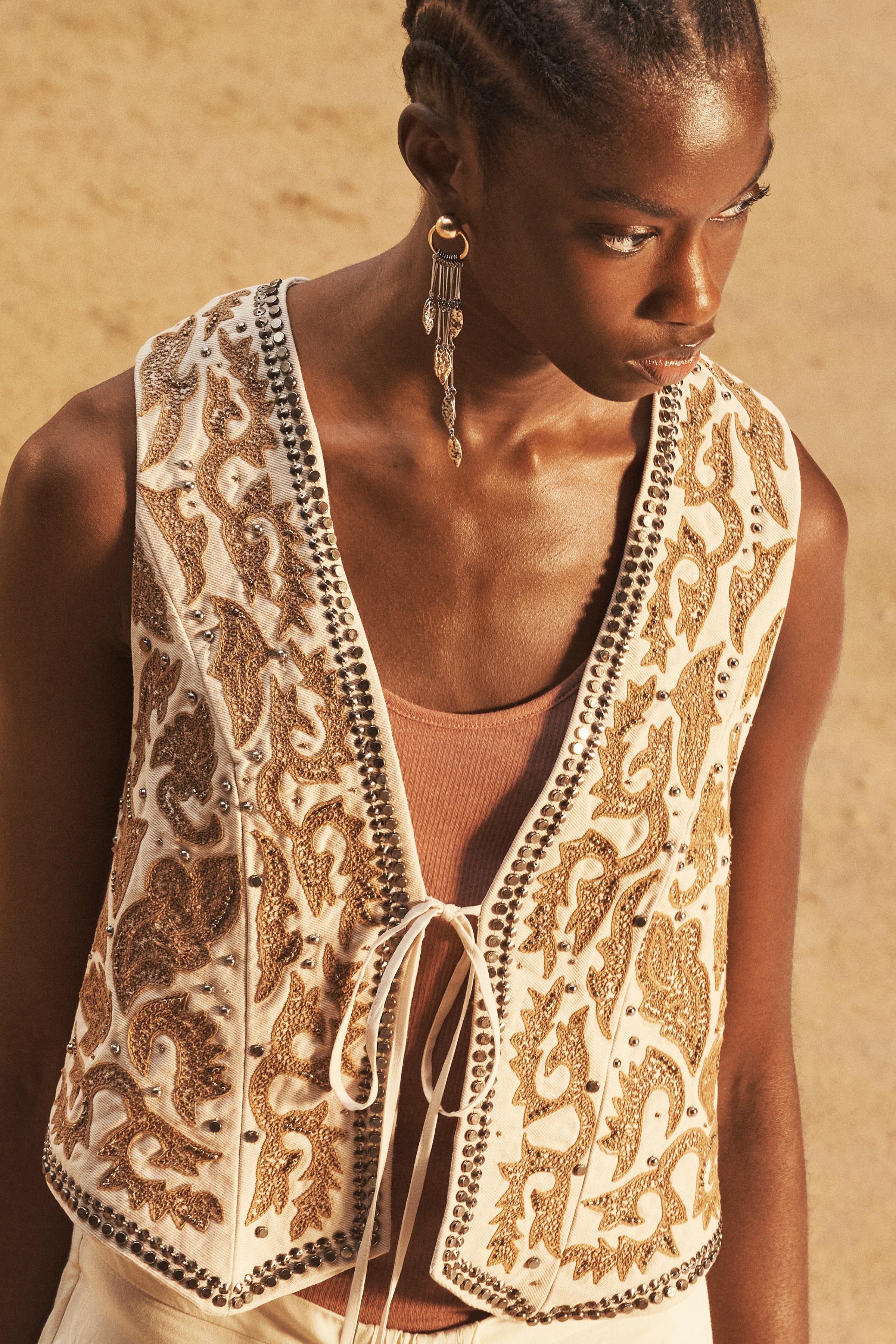LIMITED EDITION EMBROIDERED STUDDED VEST | Zara US