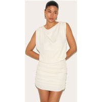 White Soft Touch Ruched High Neck Mini Dress | PrettyLittleThing US