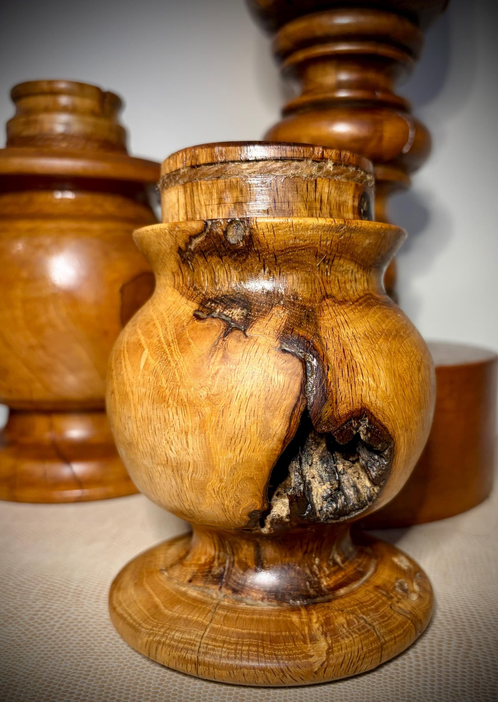 Vintage Hand-Turned Wood Candle Holder Set (Extra Small, Small, Medium, Large) - Rustic Farmhouse... | Etsy (US)