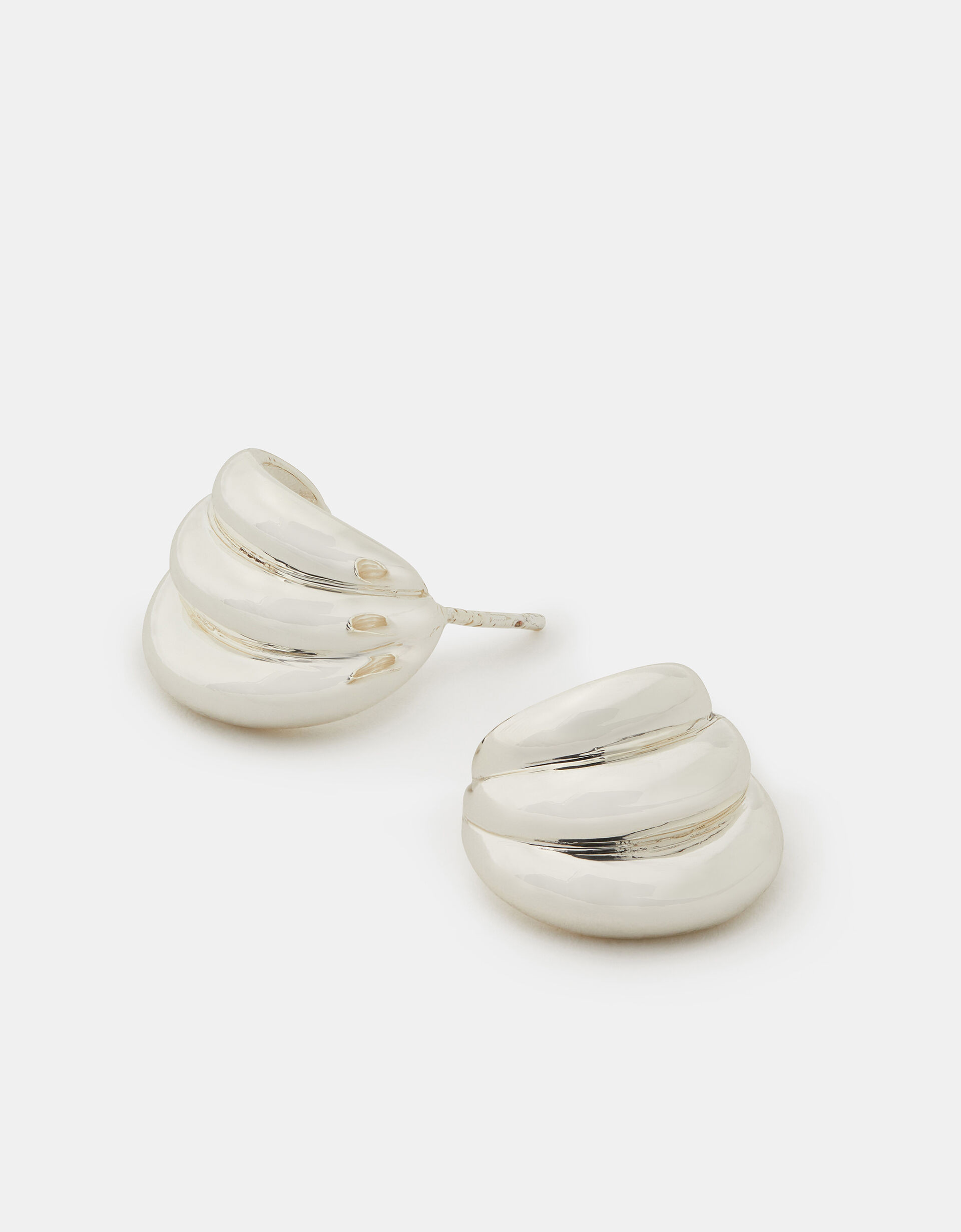 Sterling Silver-Plated Chunky Ridge Hoop Earrings | Accessorize (Global)