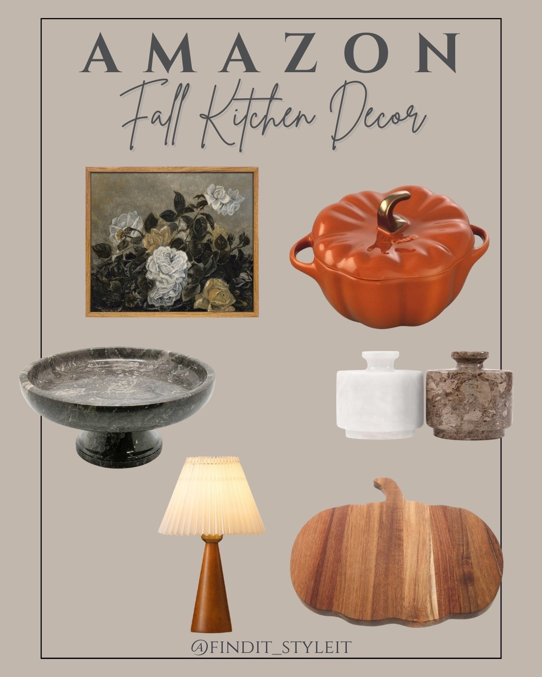 Amazon fall kitchen decor that'll add warmth and cozy vibes to your home. Pumpkin cutting board and moody vintage art are in my Amazon cart. I already own the salt and pepper cellars and love them. 

#LTKFindsUnder100
#LTKFindsUnder50
#LTKHome
#LTKStyleTip
#Itkxprimeday 
#Itkxprime
#neutraldecor
#neutralhome
#modernorganic
#Halloween
#ltkseasonal
#hostessgift


#LTKcasa #LTKcanada #LTKsale
